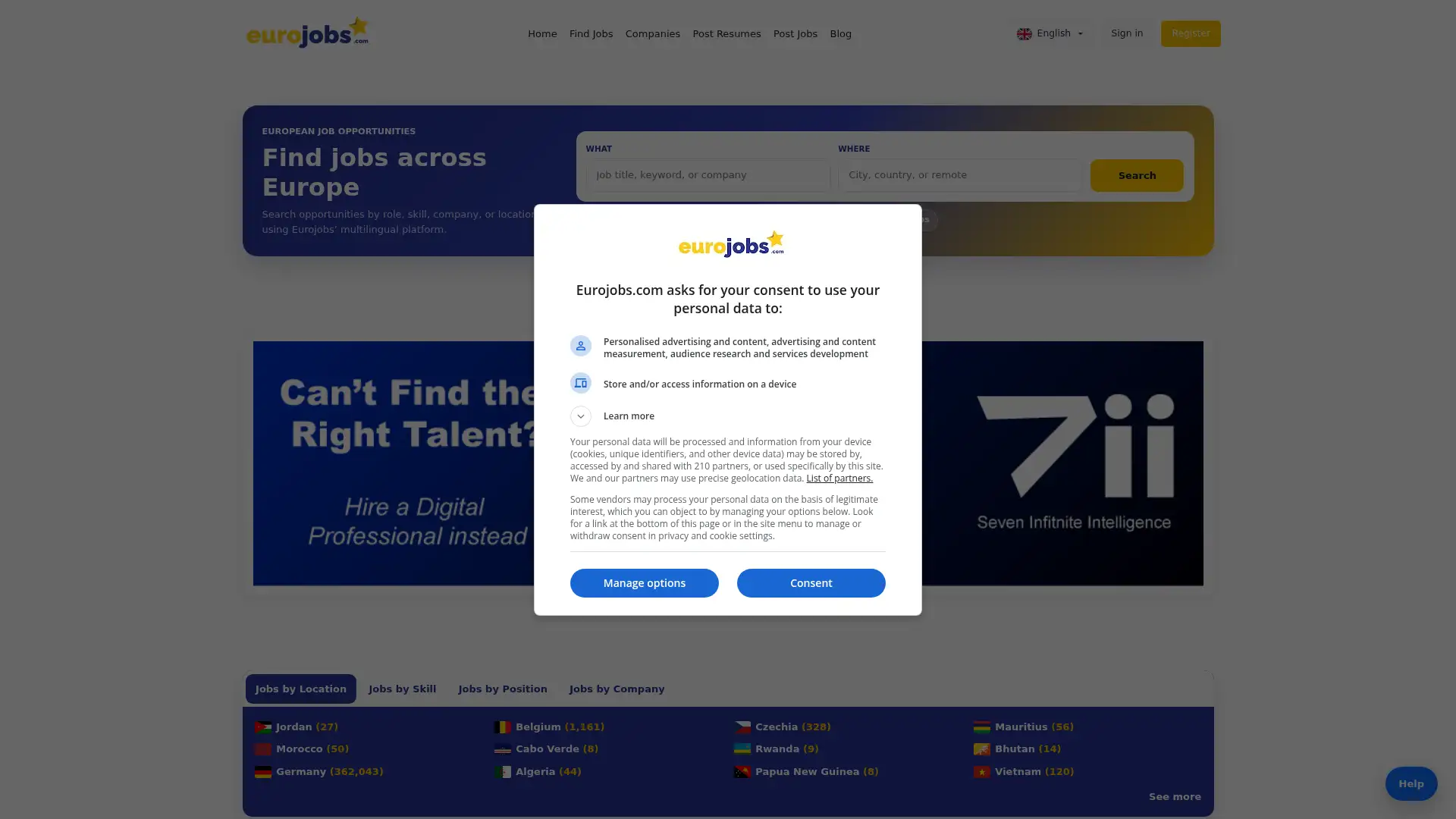 eurojobs.com screenshot