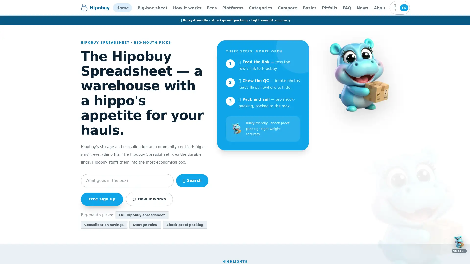 hipobuy.spreadsheet.tv screenshot