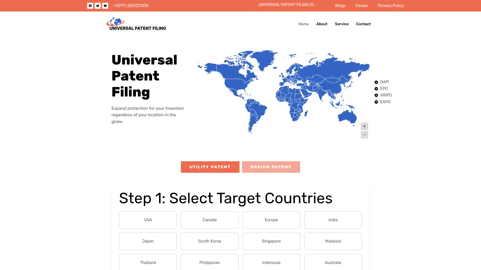universalpatentfiling.com screenshot