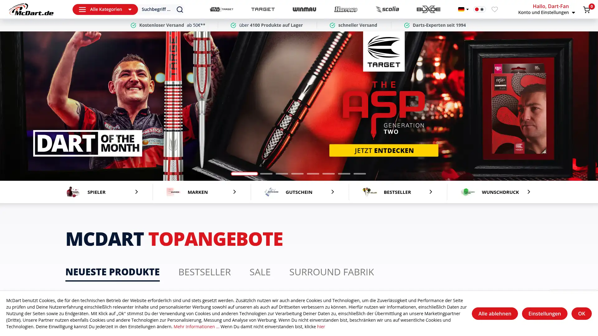 mcdart.de screenshot