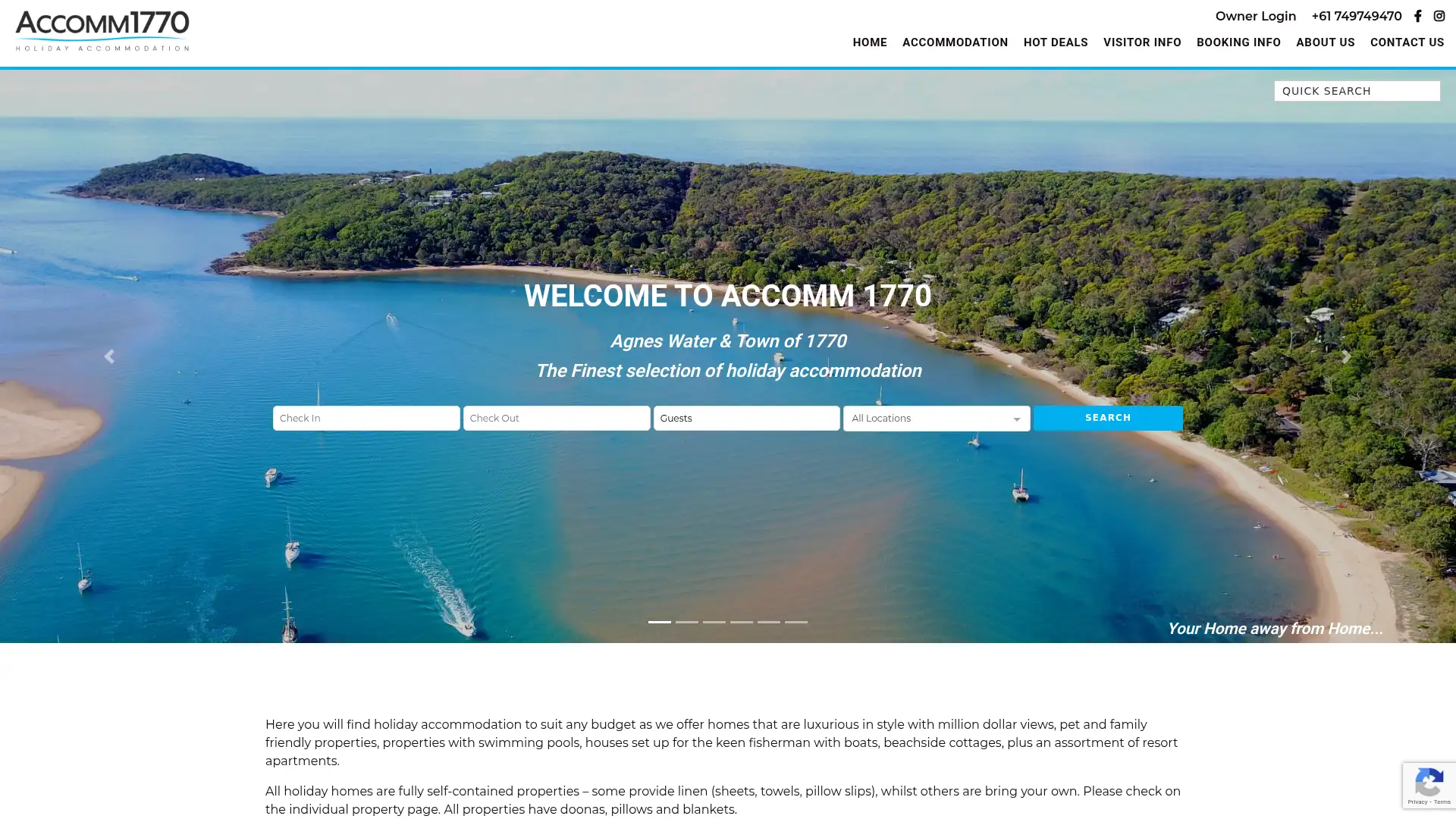 accomm1770.com.au screenshot