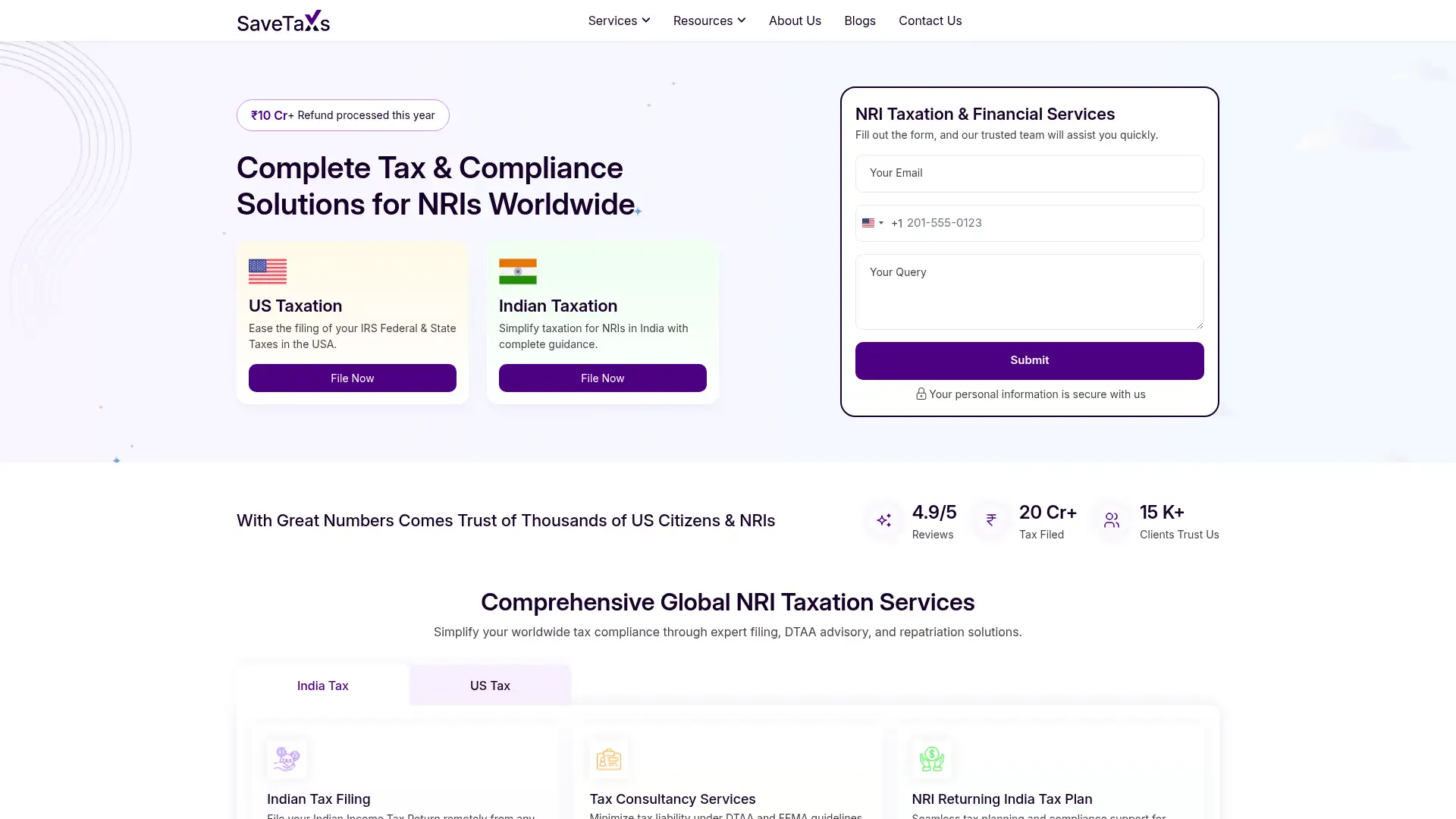 savetaxs.com screenshot