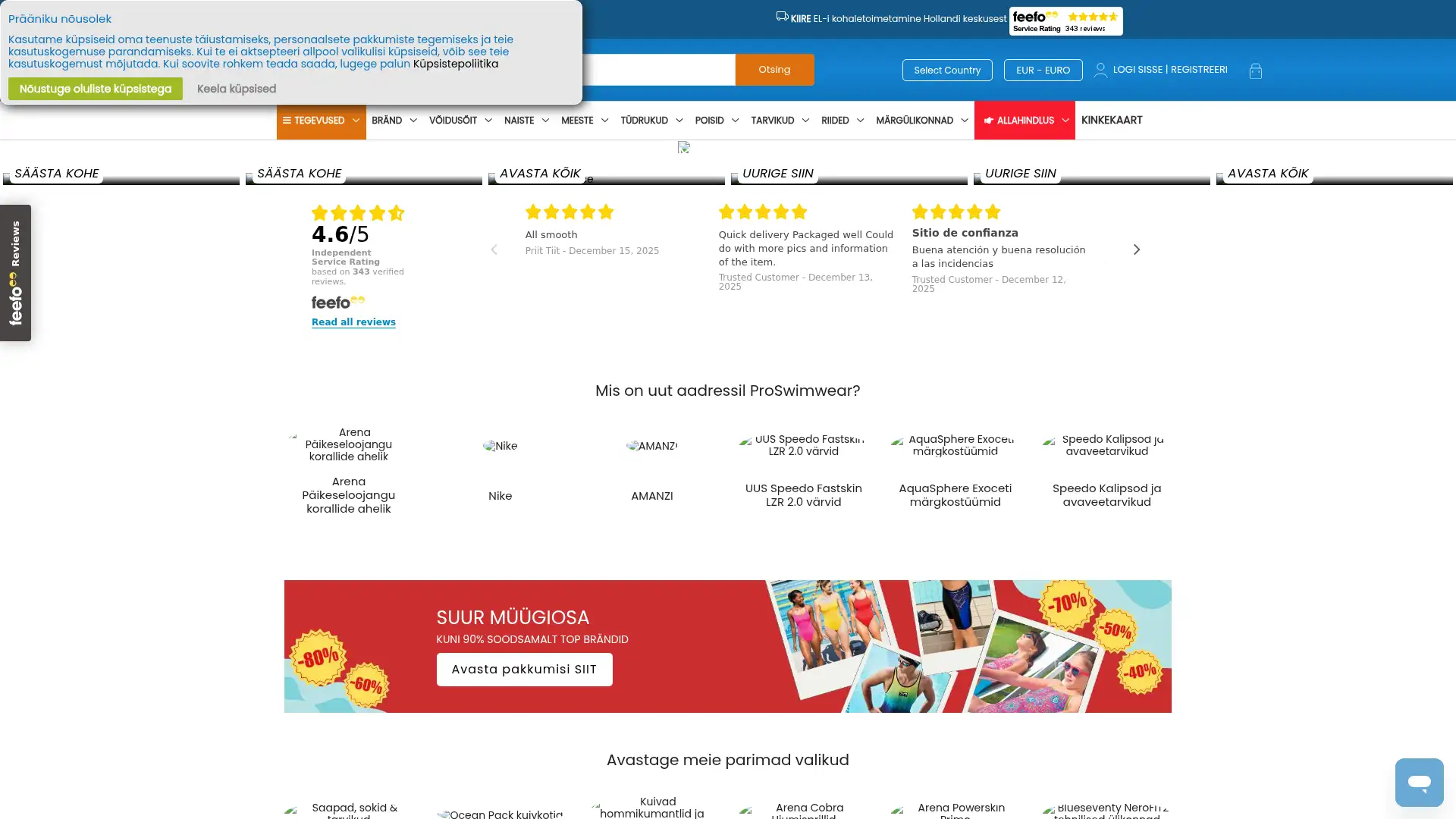 proswimwear.ee screenshot