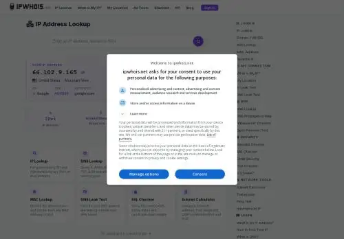 ipwhois.net screenshot