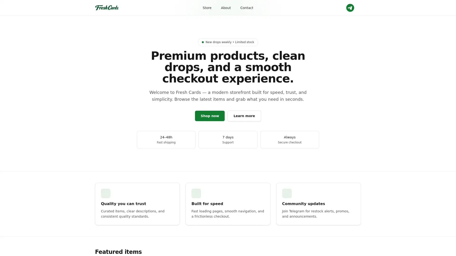 freshcards.store screenshot