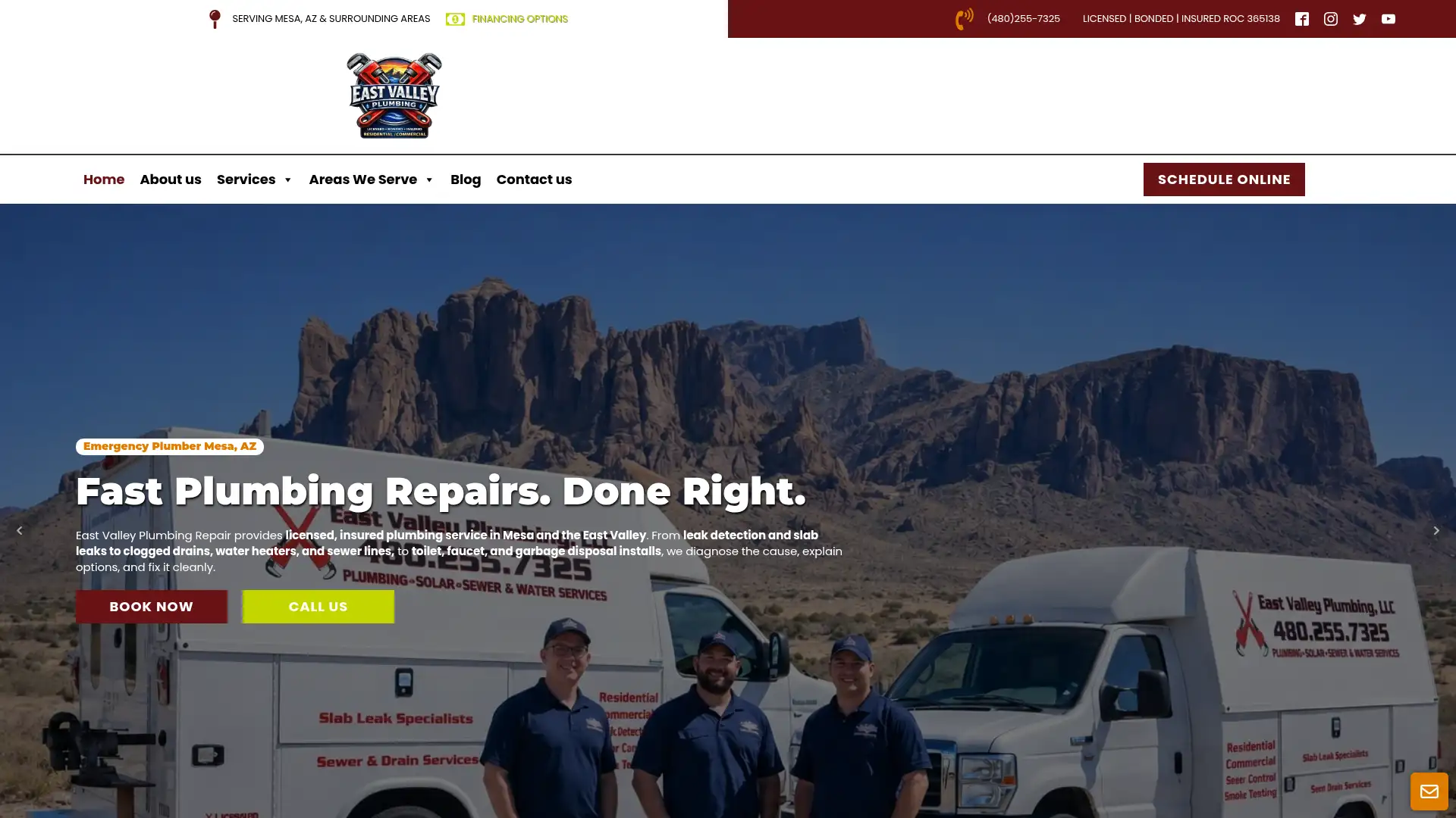 eastvalleyplumbingrepair.com screenshot