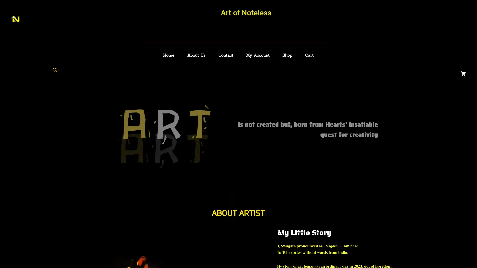 artofnoteless.in screenshot