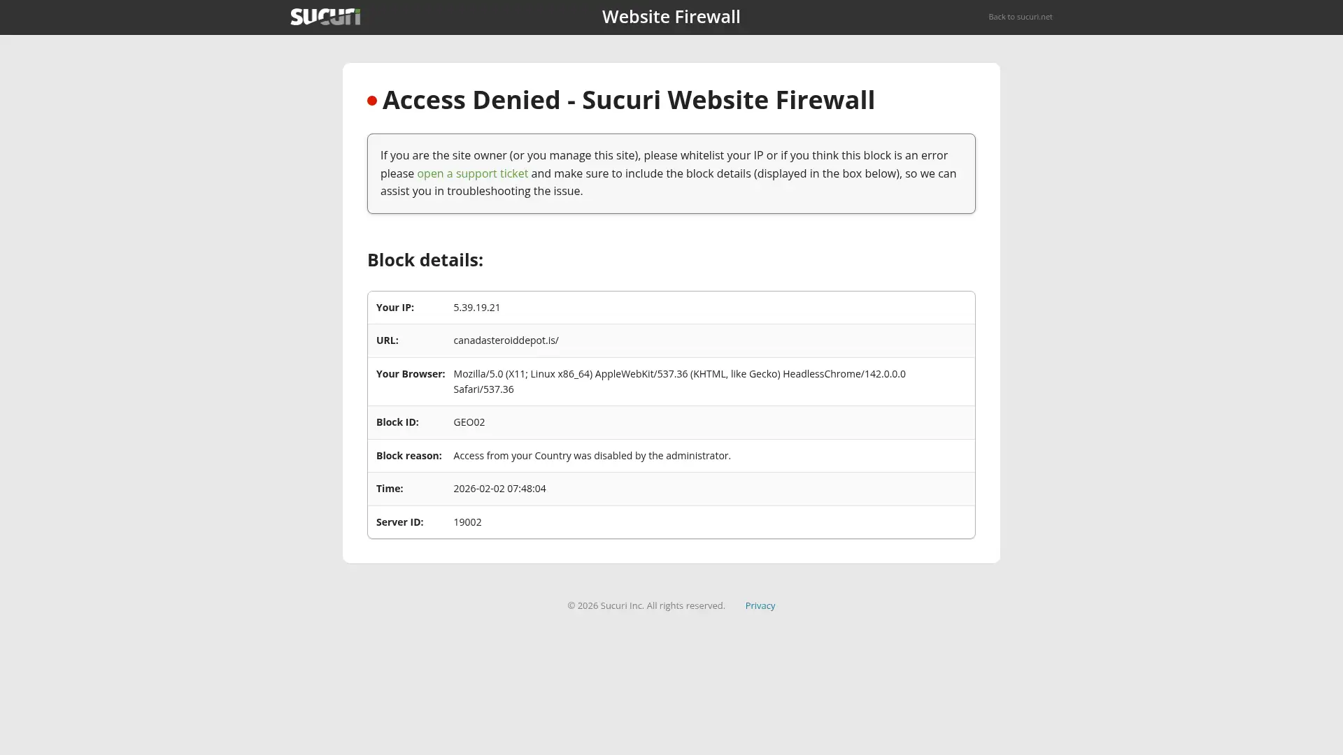 canadasteroiddepot.is screenshot