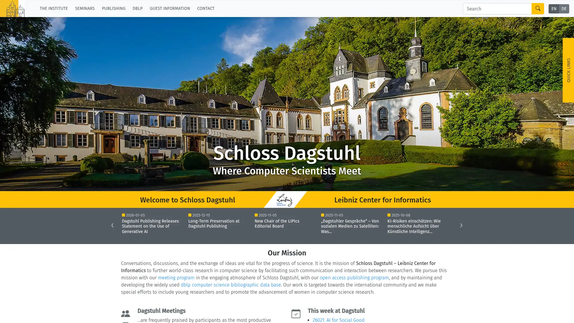 dagstuhl.de screenshot