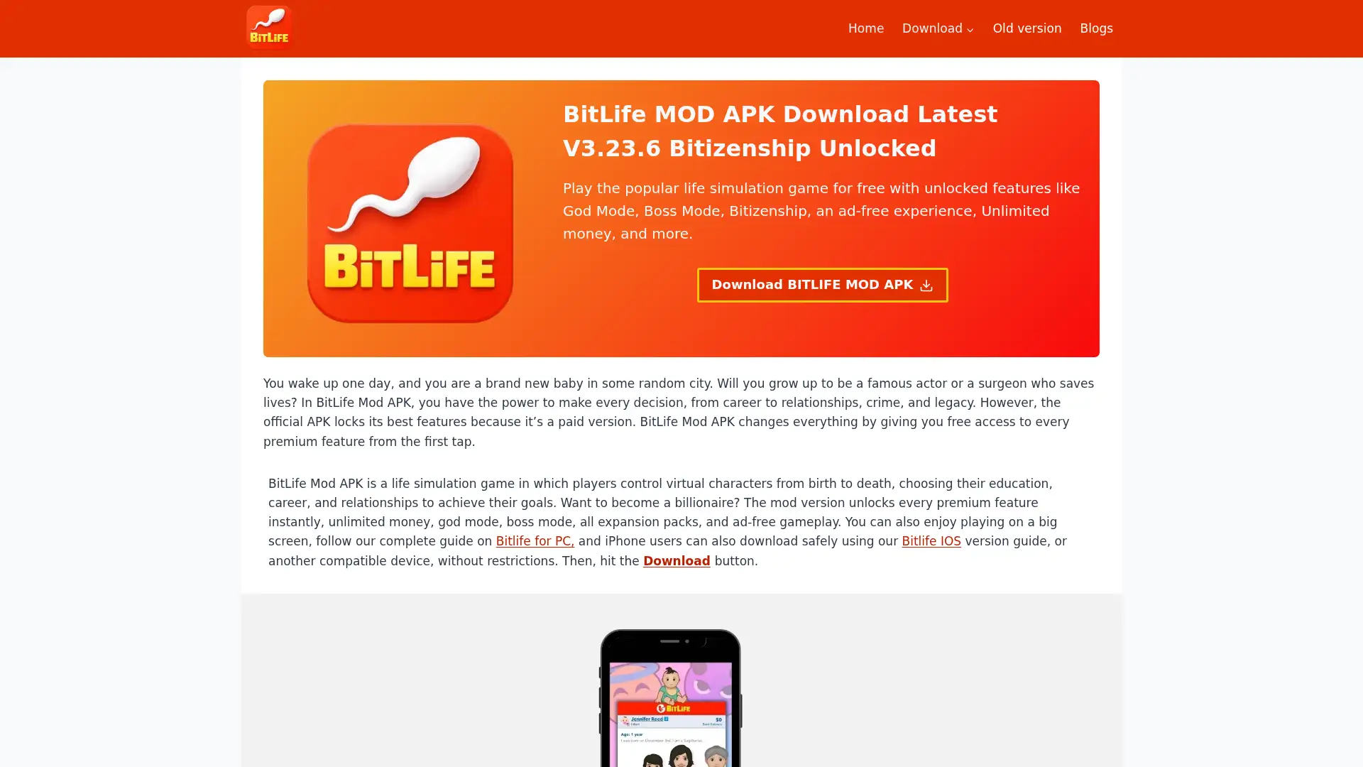 bitlifemodzapk.com screenshot
