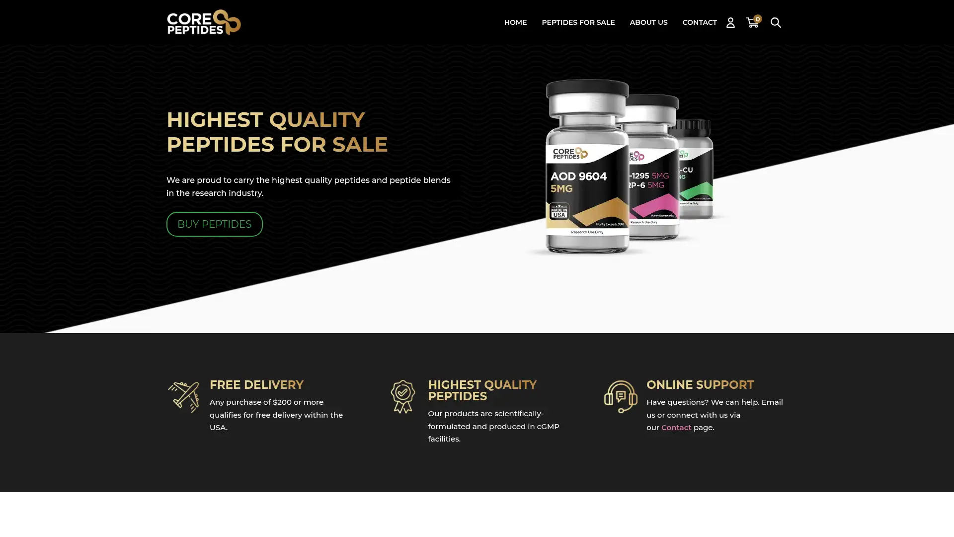 corepeptides.com screenshot