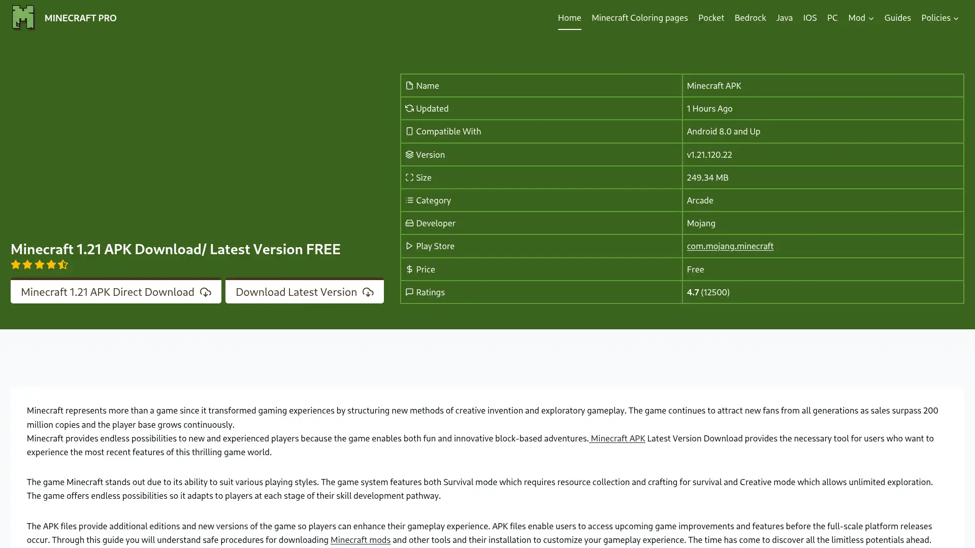 minecraftpro.net screenshot