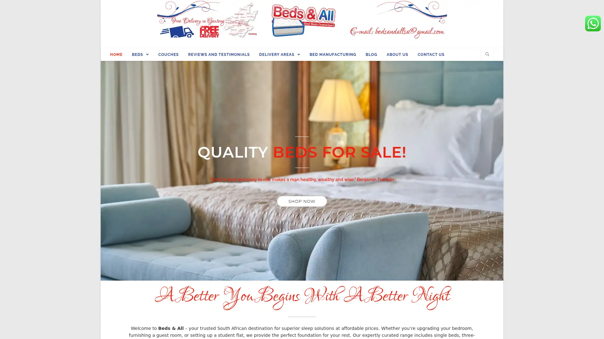 bedsandall.co.za screenshot