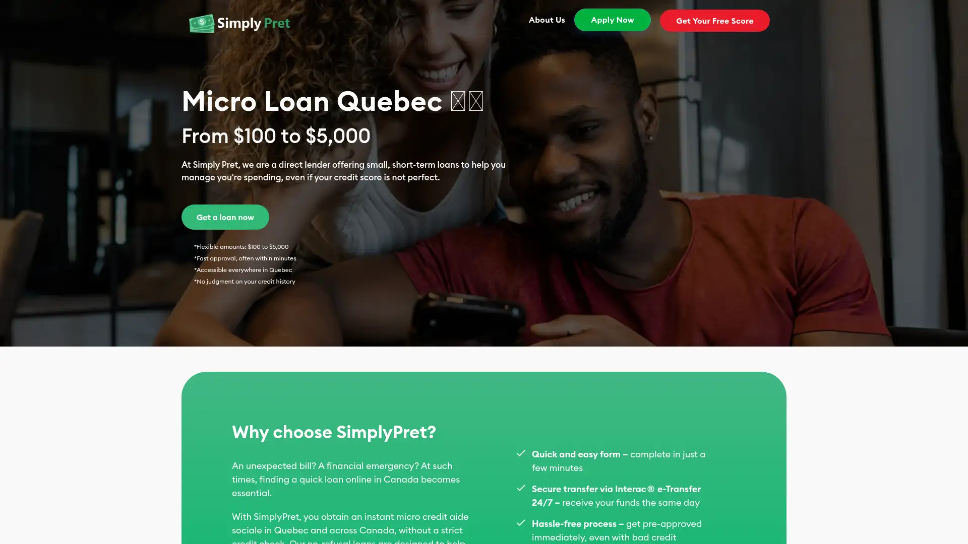 simplypret.ca screenshot