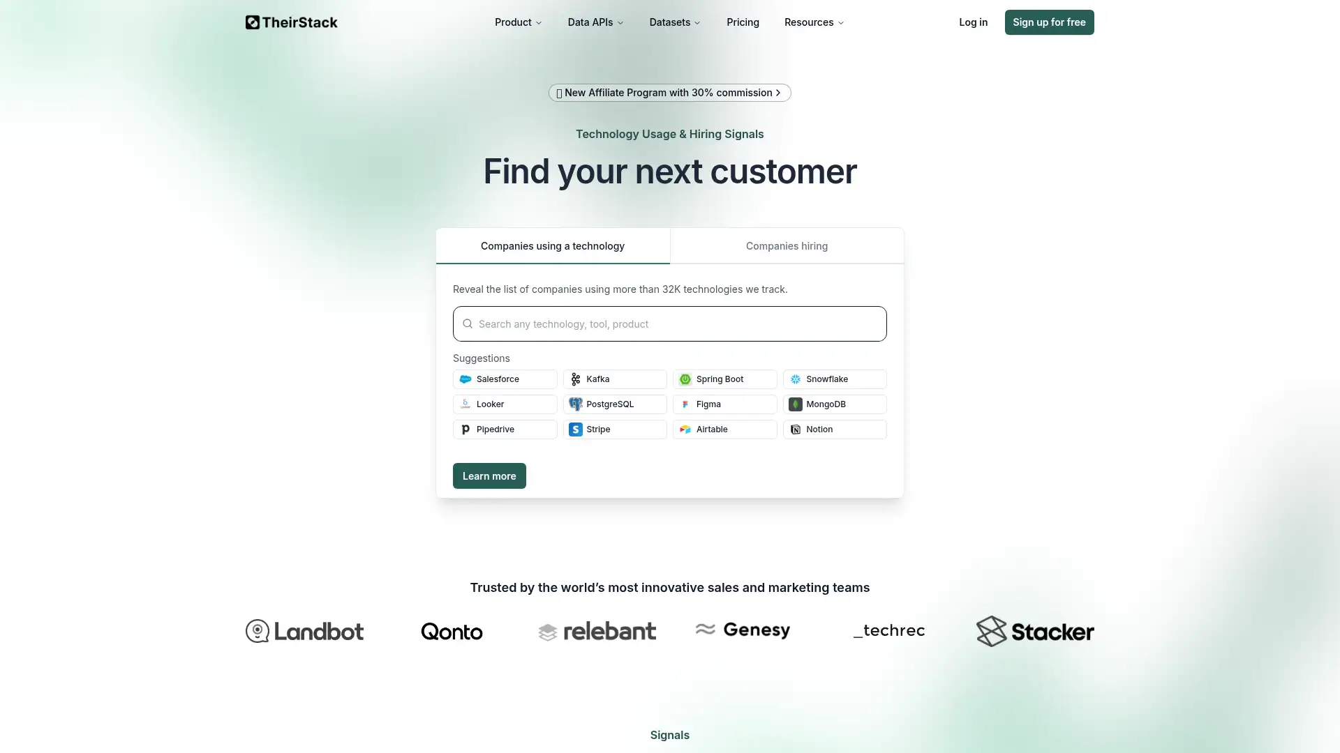 theirstack.com screenshot