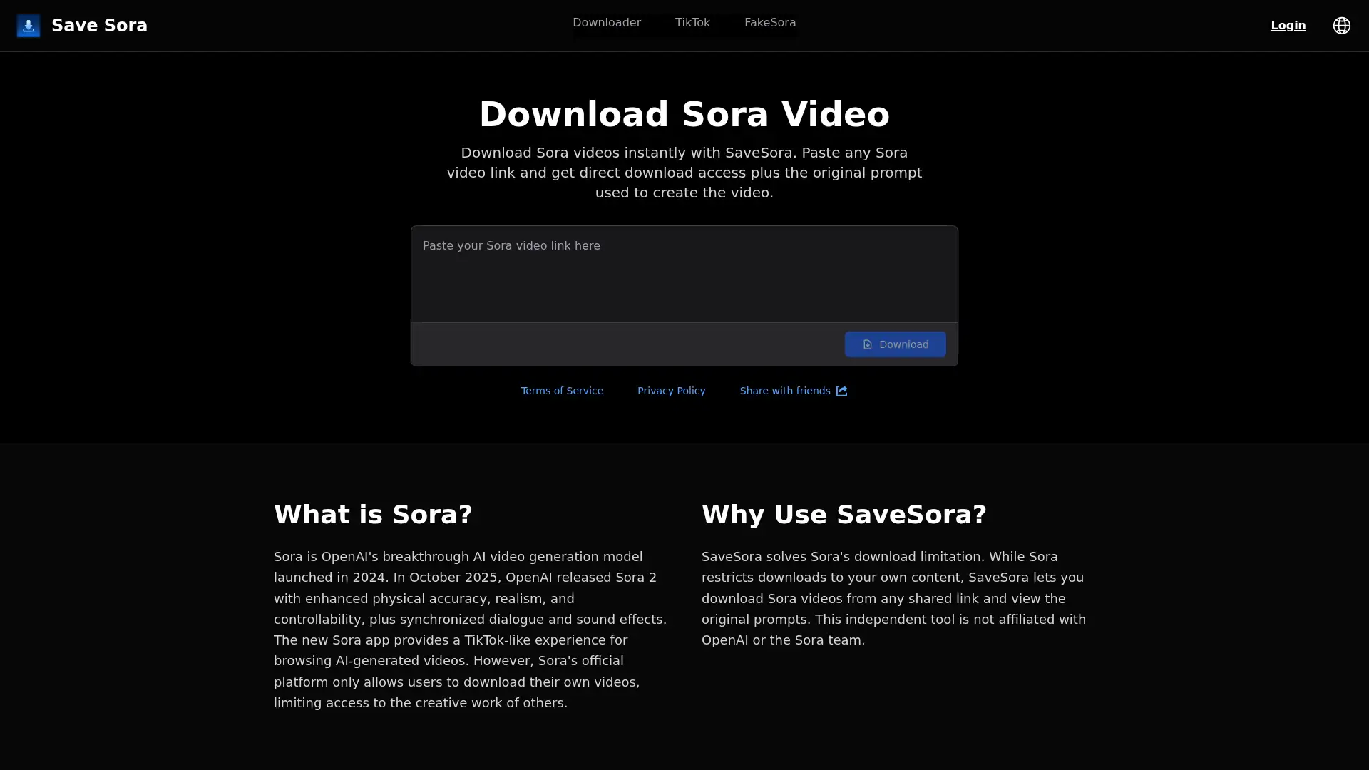 savesora.com screenshot