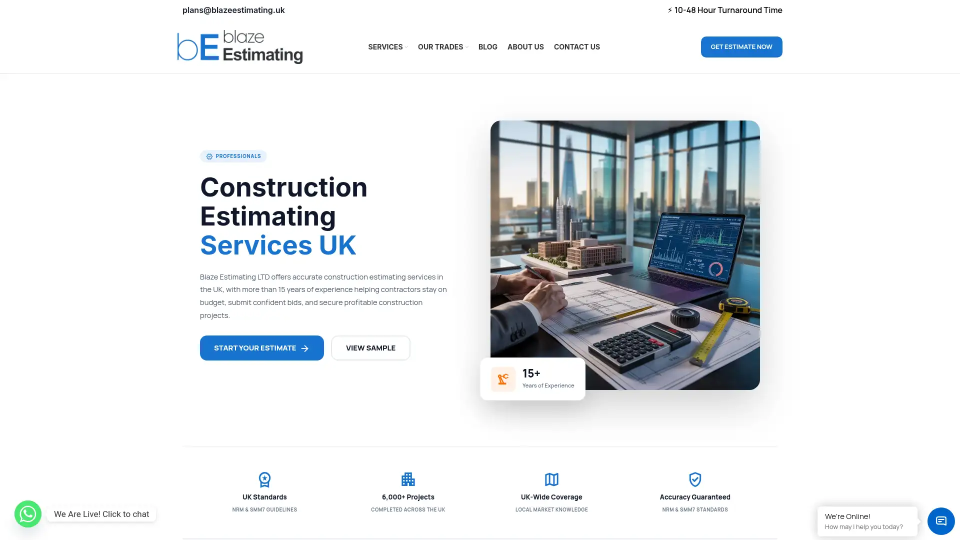 blazeestimating.uk screenshot