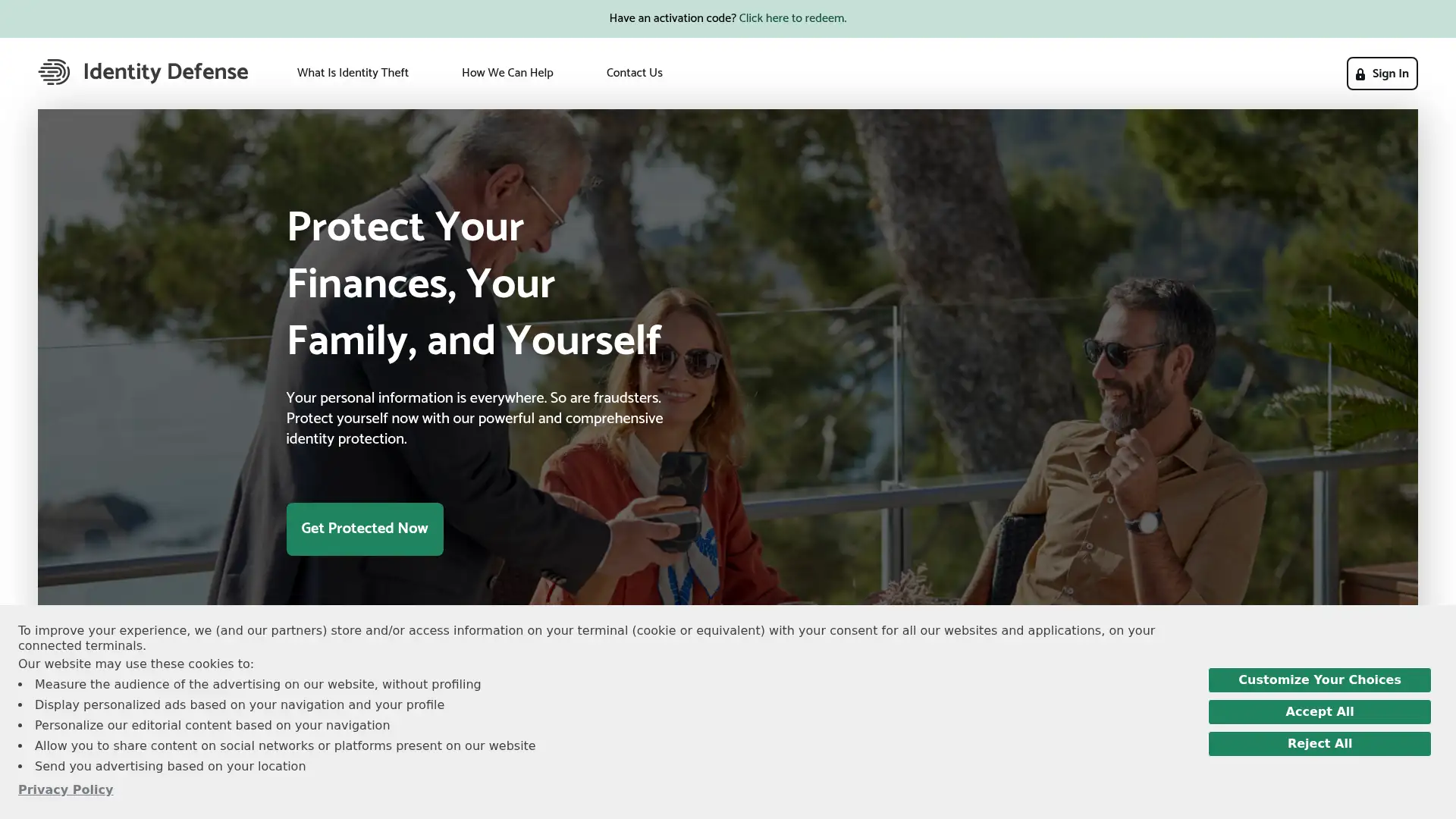 identitydefense.com screenshot