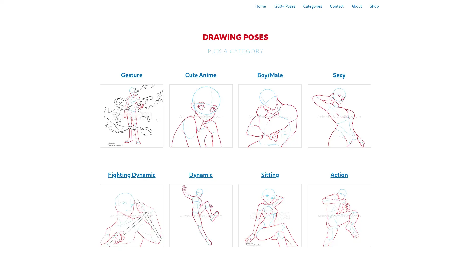 animereferenceposes.com screenshot