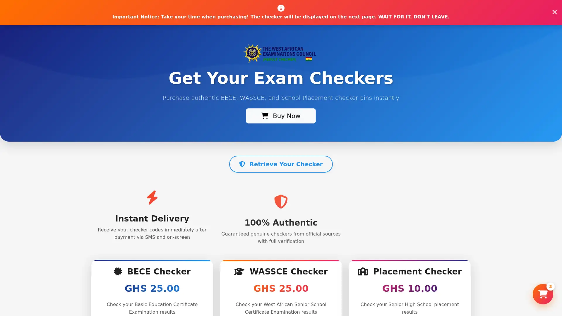 waecghcards.com screenshot