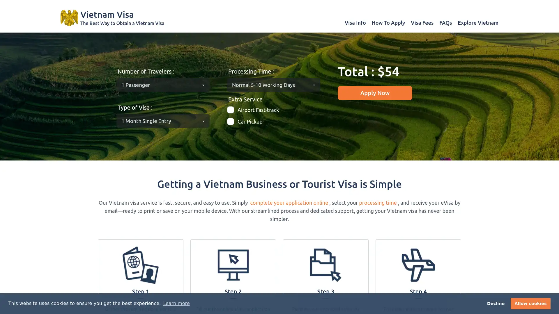 vietnamvisa.govt.vn screenshot