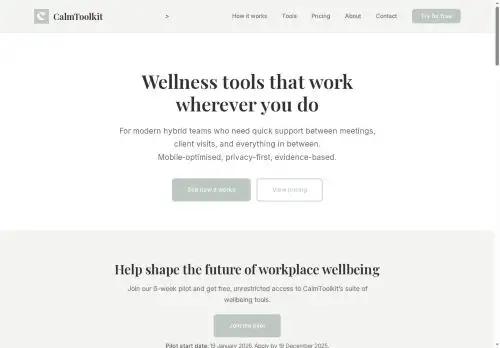 calmtoolkit.com.au screenshot