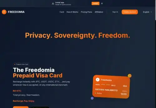 freedomia.io screenshot