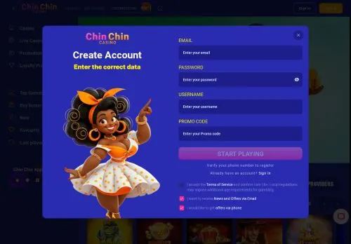 chinchincasino.com screenshot