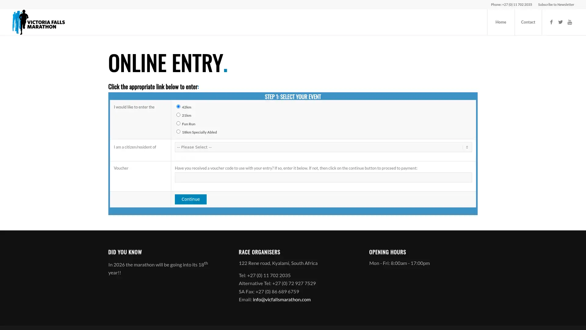 vicfalls.topevents.co.za screenshot