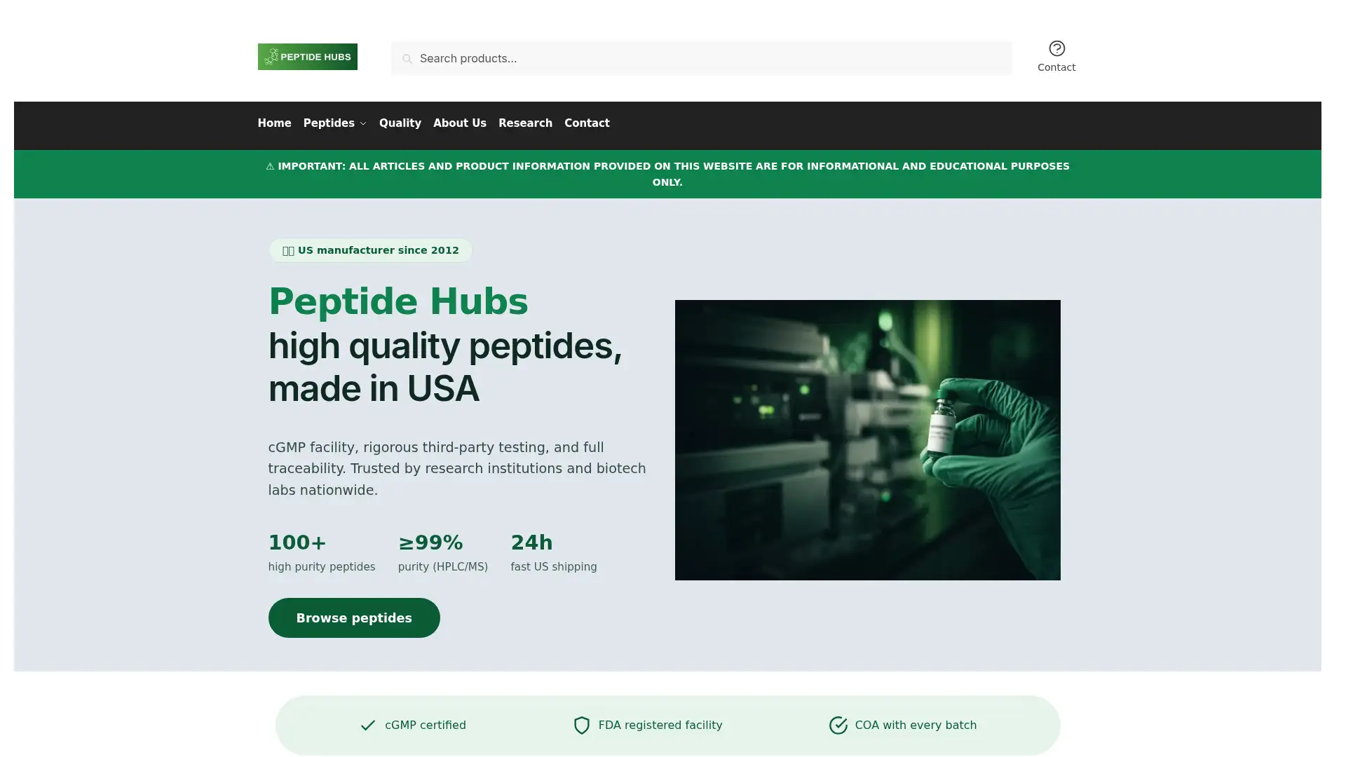 peptidehubs.org screenshot