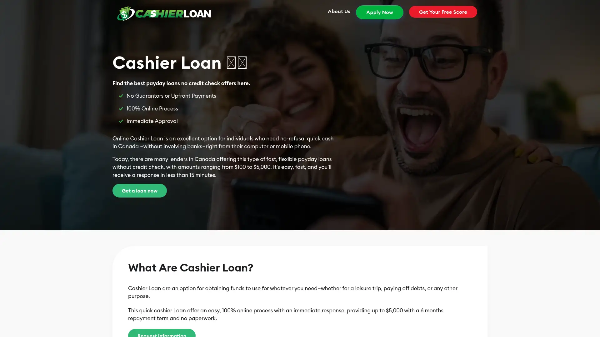 cashierloan.ca screenshot