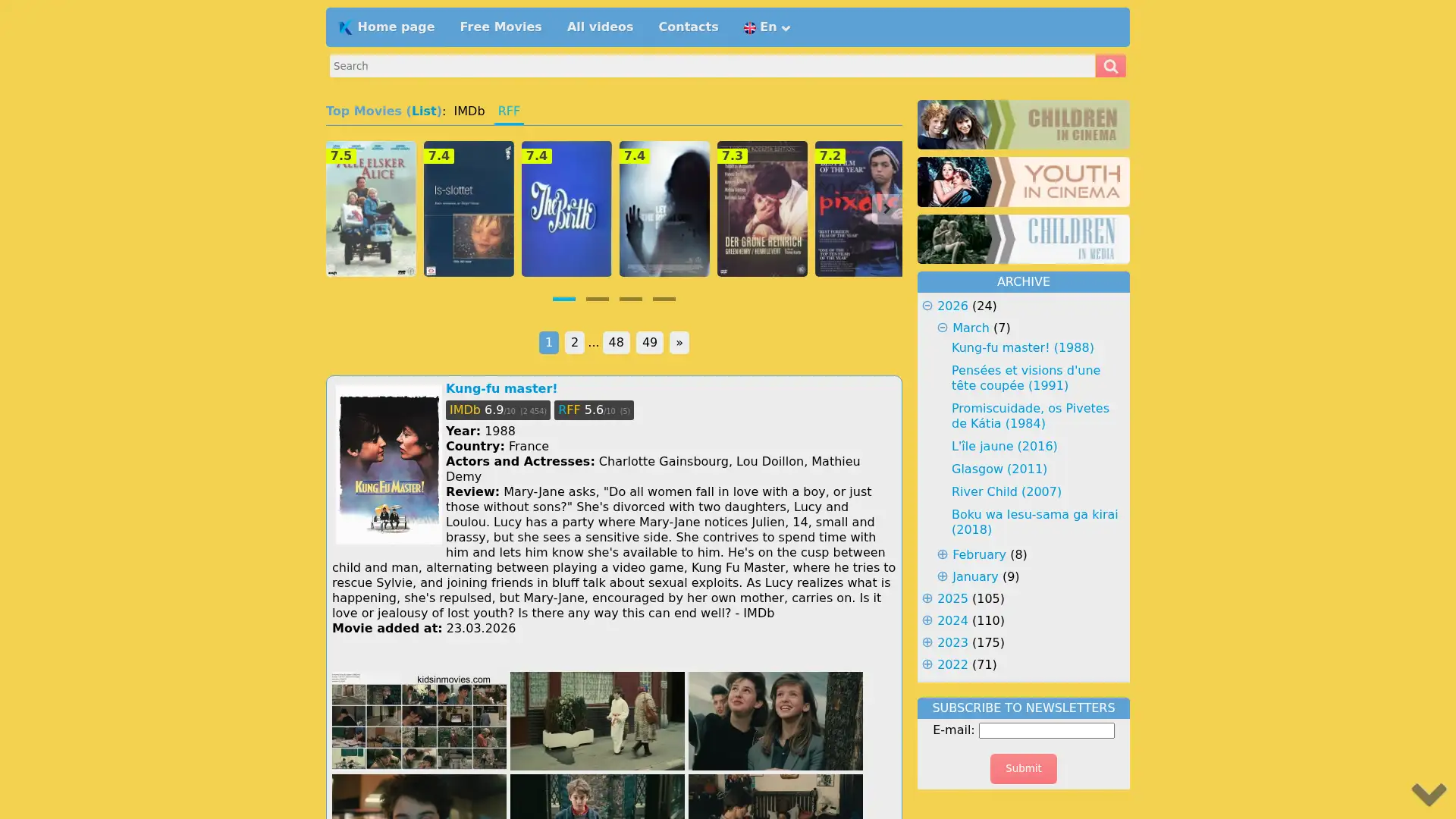 kidsinmovies.com screenshot