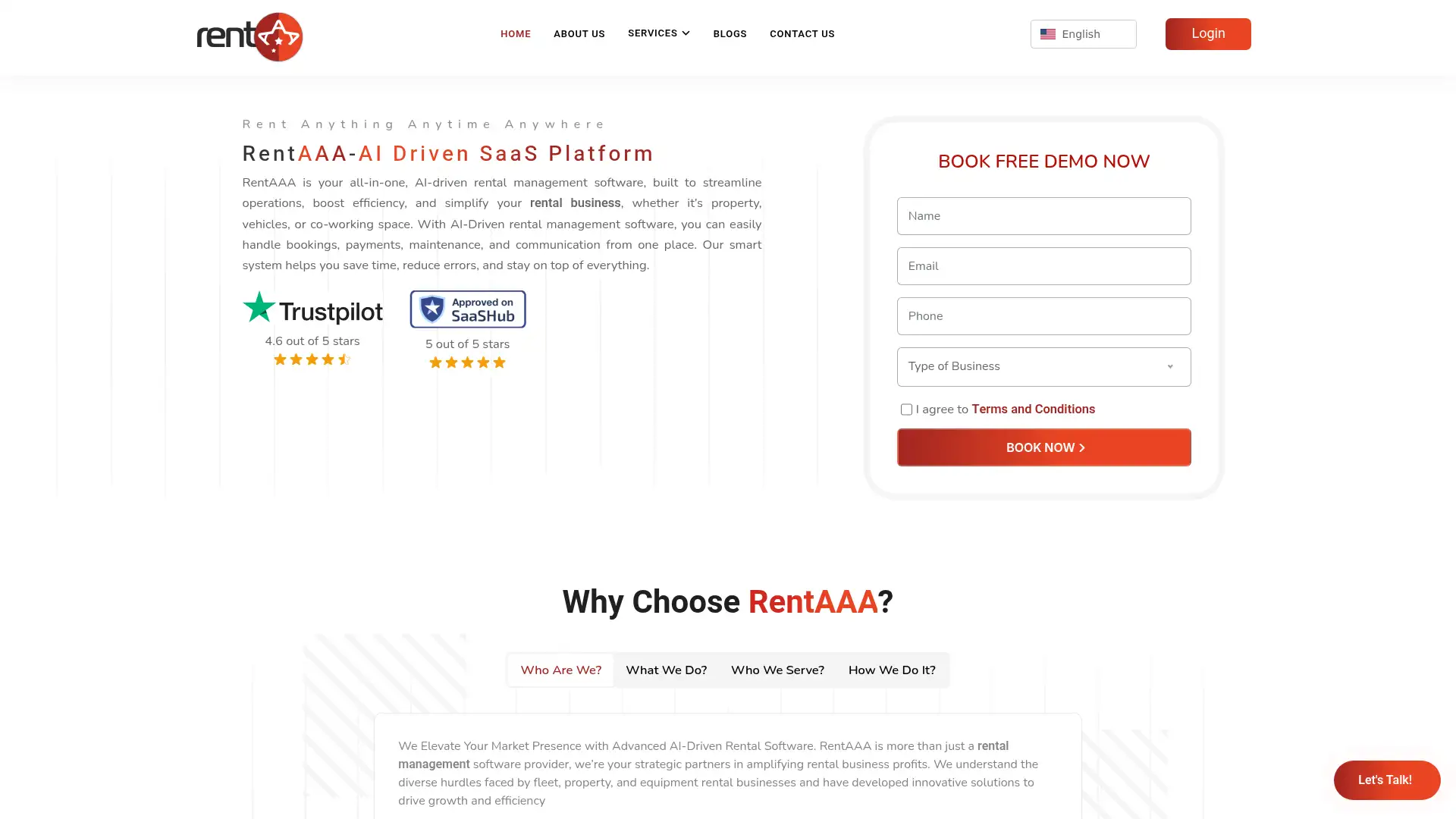 rentaaa.com screenshot