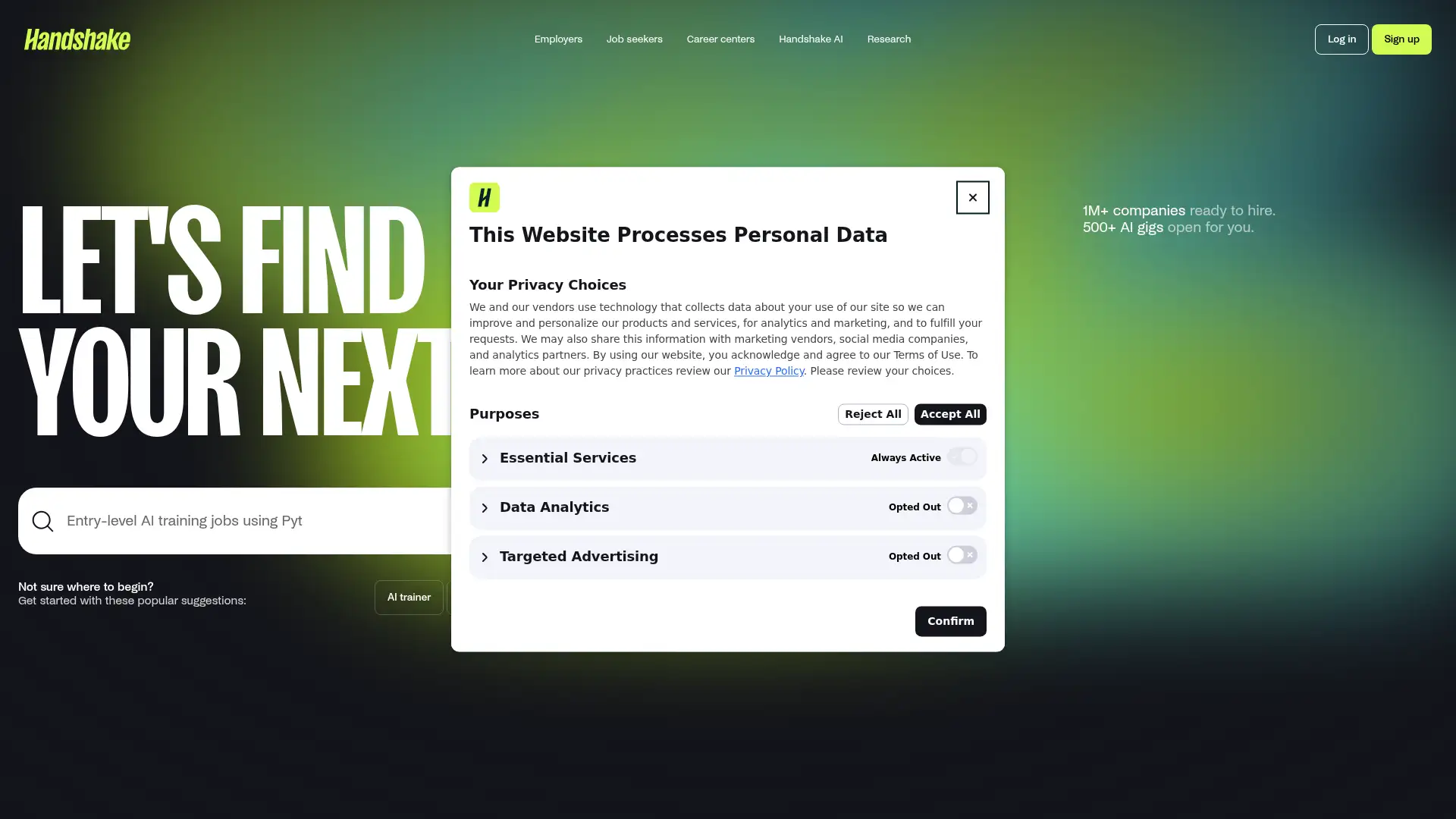 joinhandshake.com screenshot