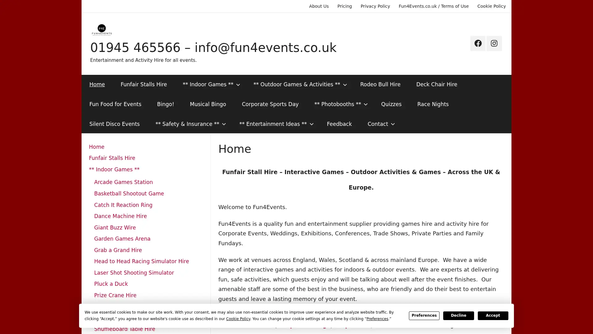 fun4events.co.uk screenshot