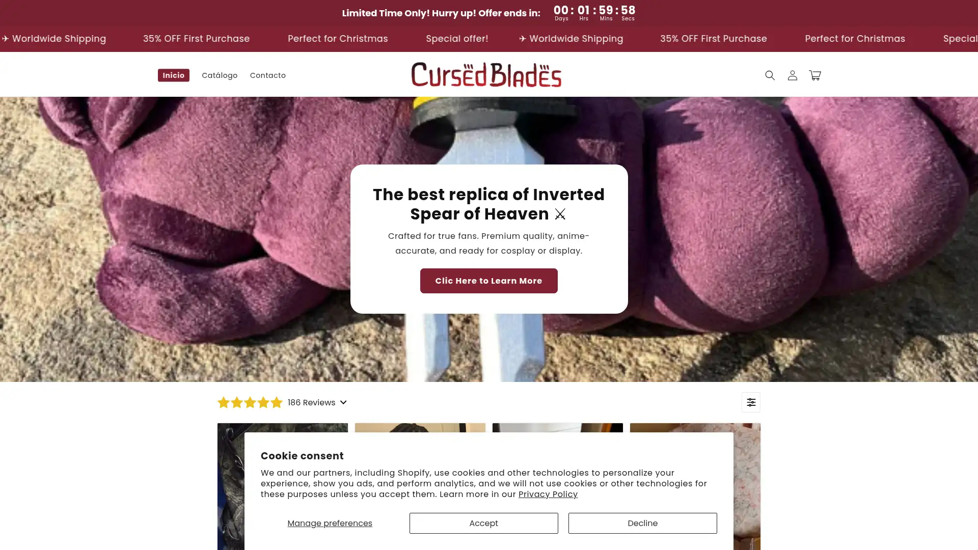 cursedblades.shop screenshot