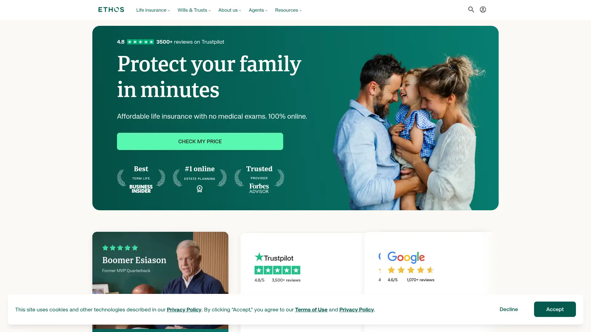 ethoslife.com screenshot