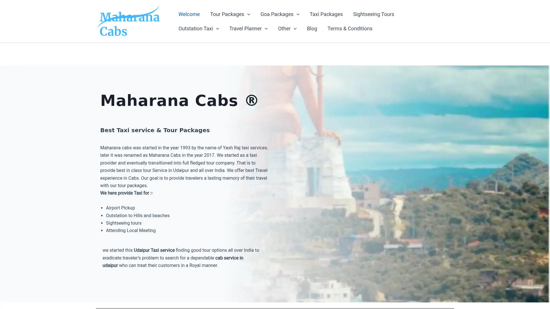 maharanacabs.in screenshot