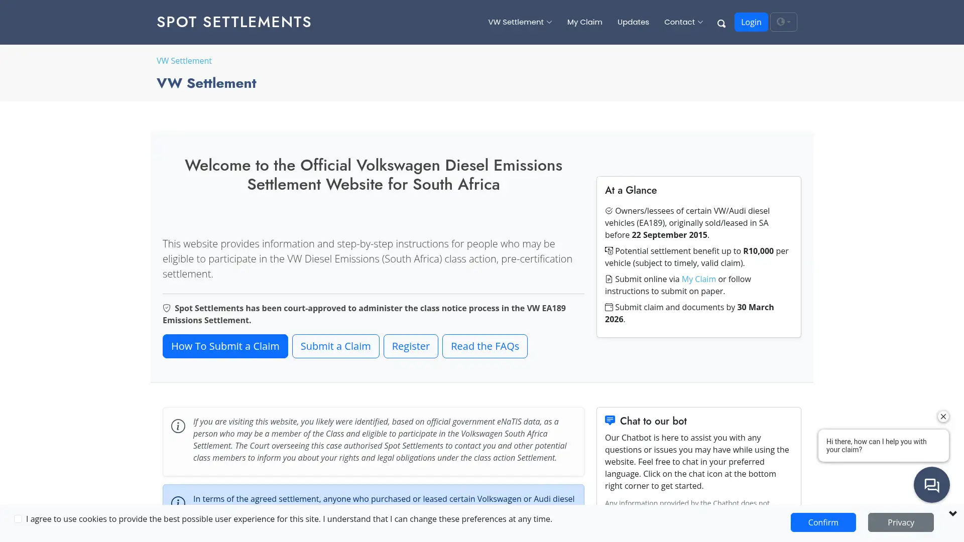 spotsettlements.co.za screenshot