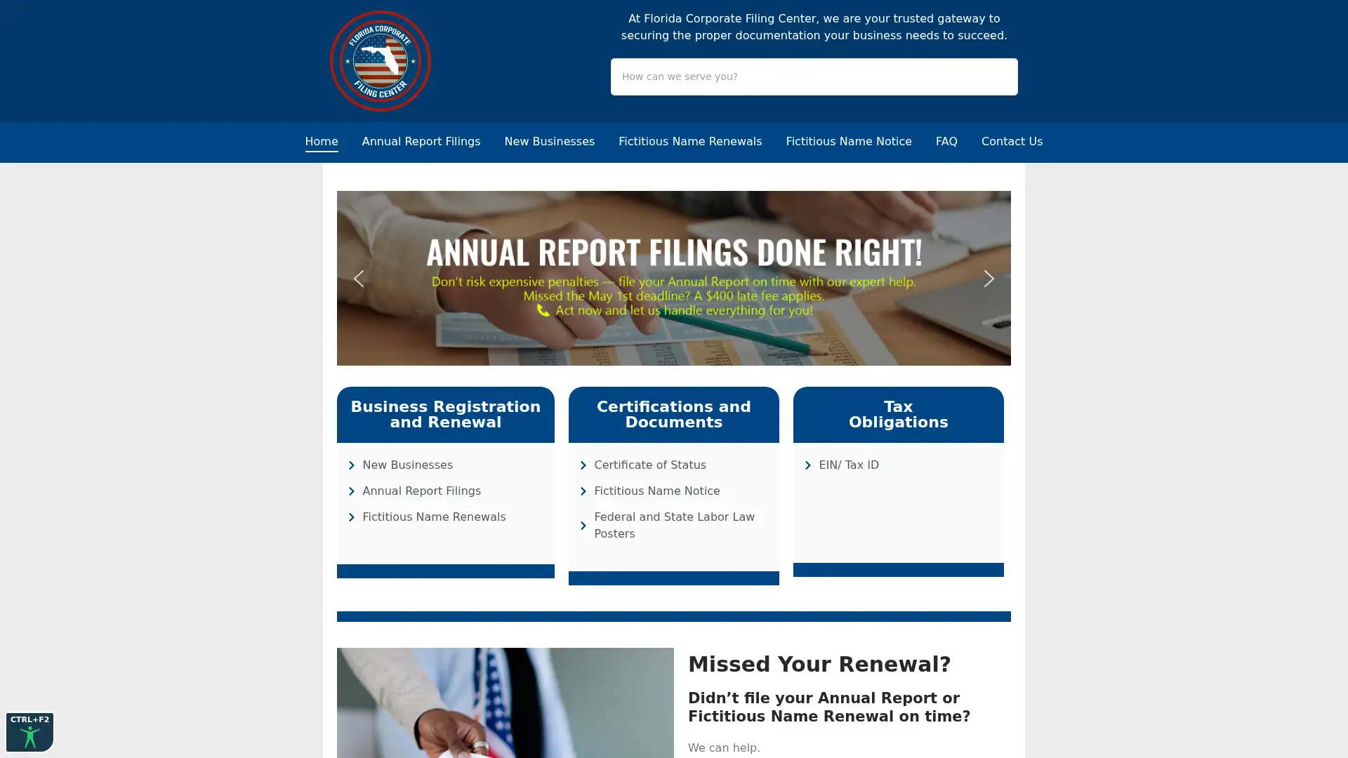 flcorporatefilingcenter.org screenshot