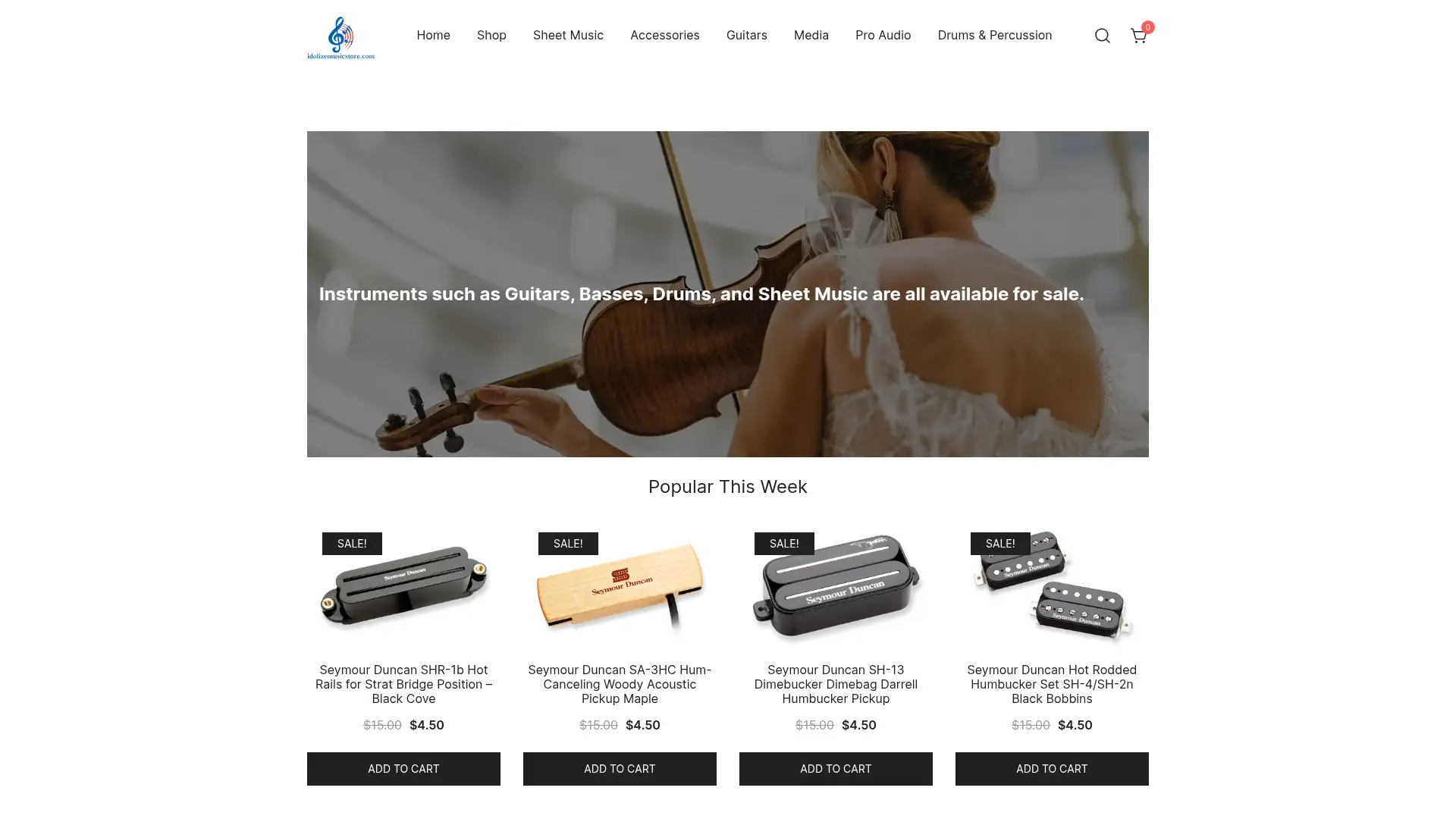 idolizemusicstore.com screenshot