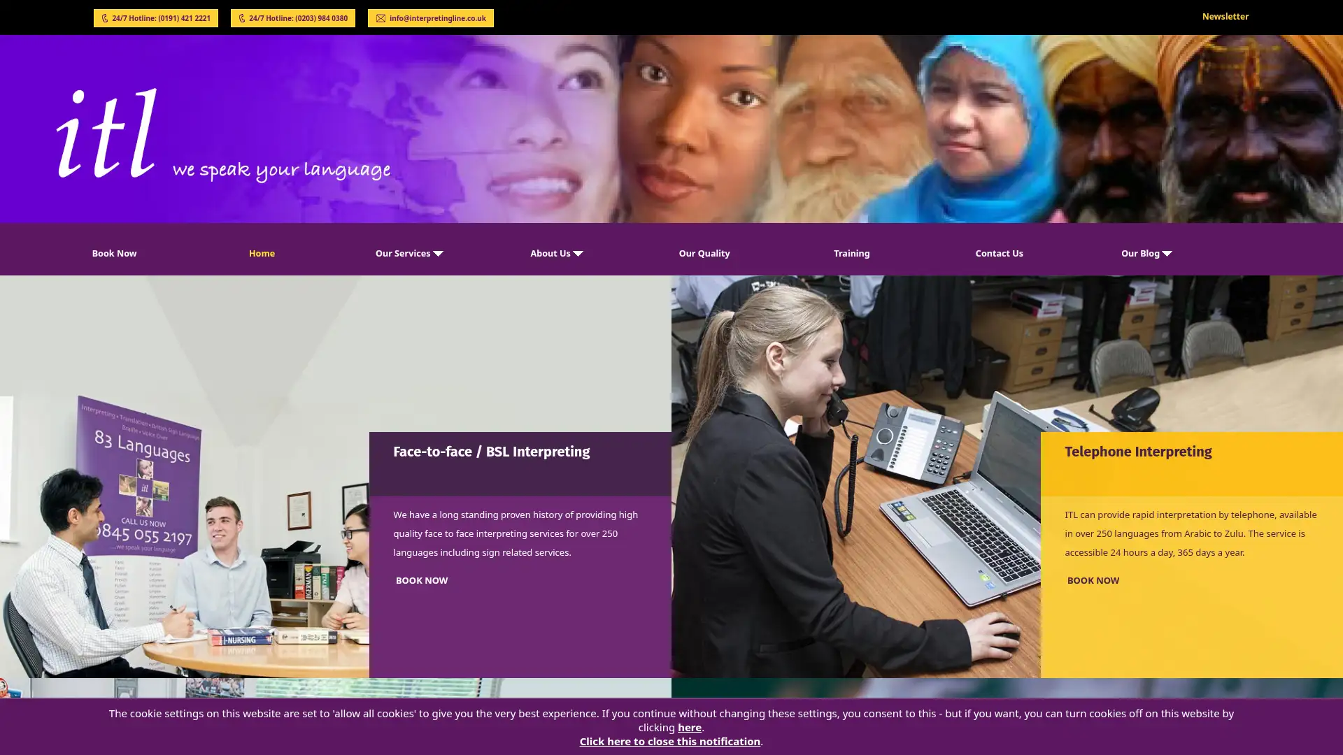 interpretingline.co.uk screenshot