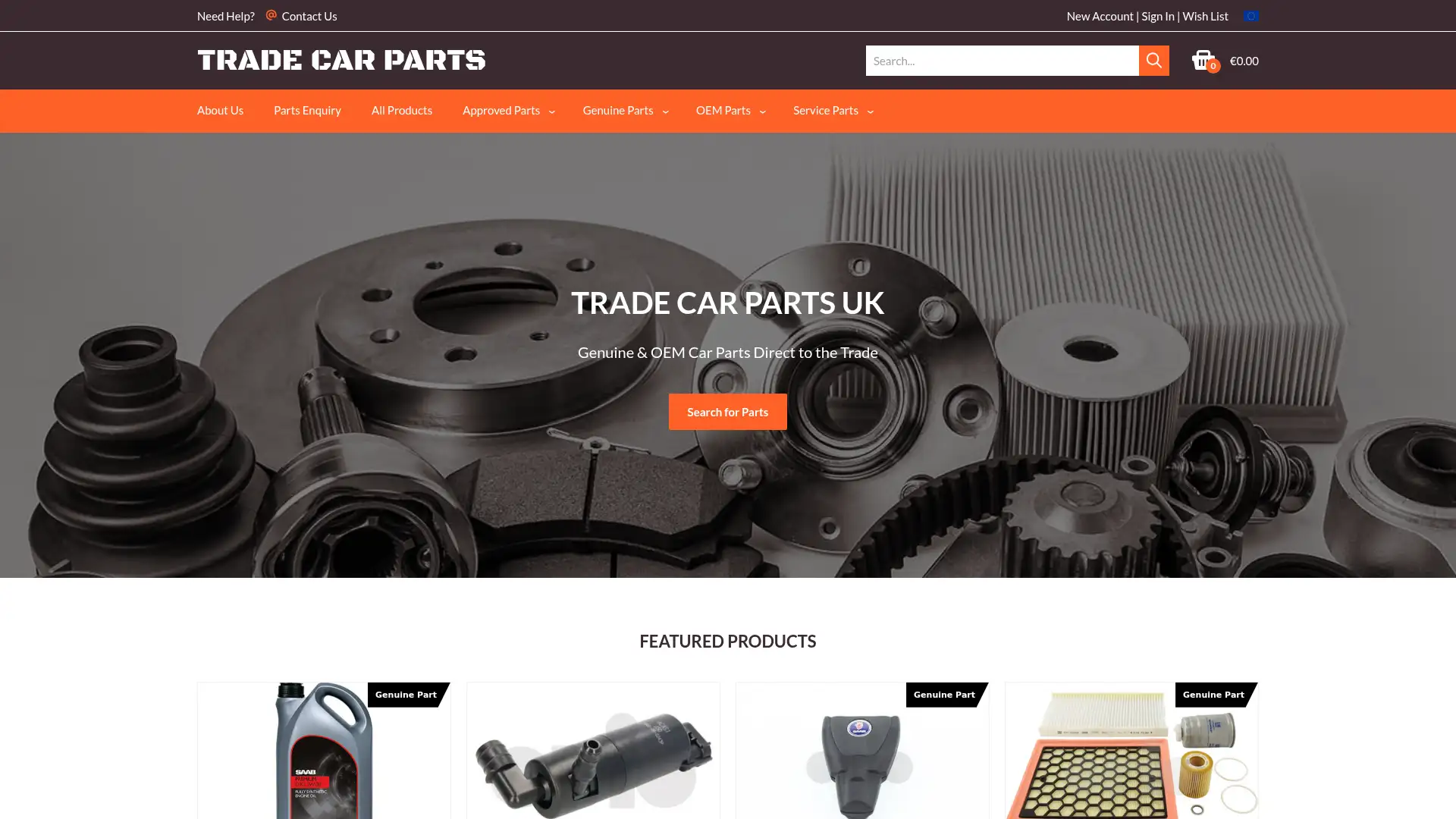 tradecarparts.uk screenshot