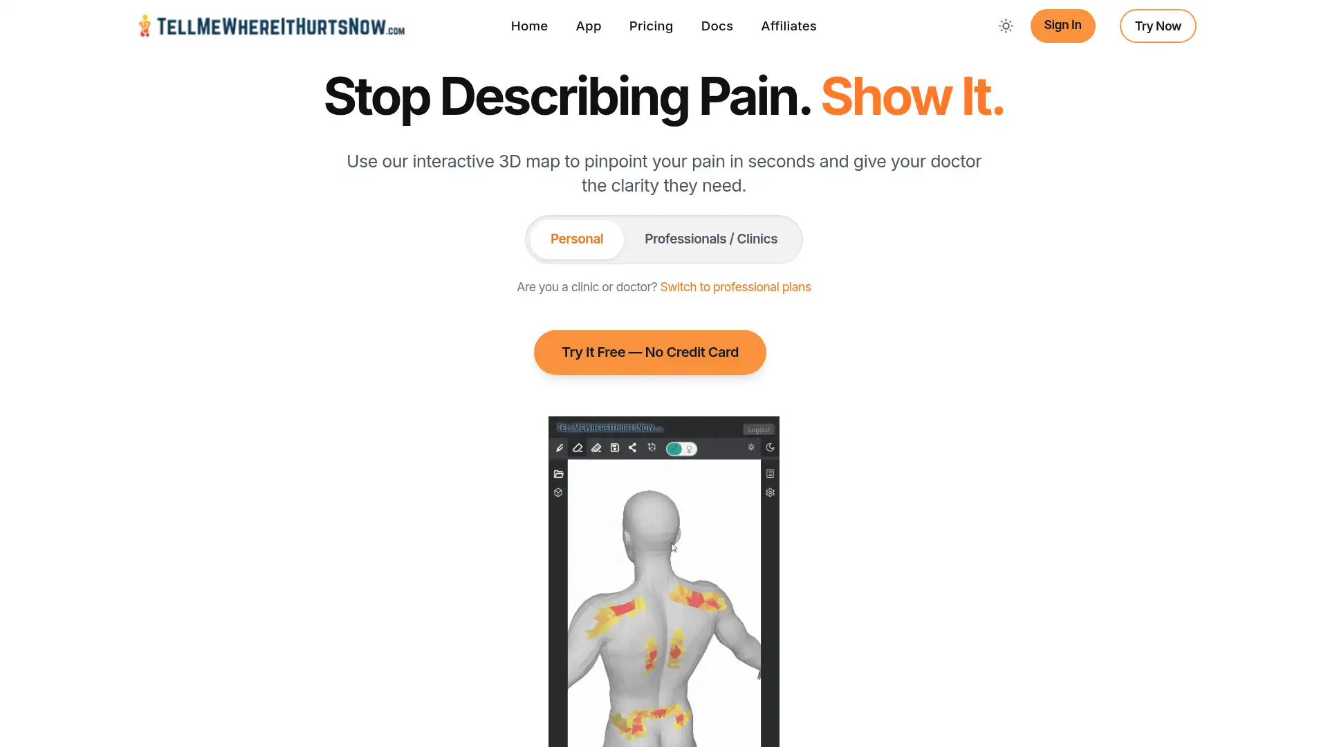 tellmewhereithurtsnow.com screenshot