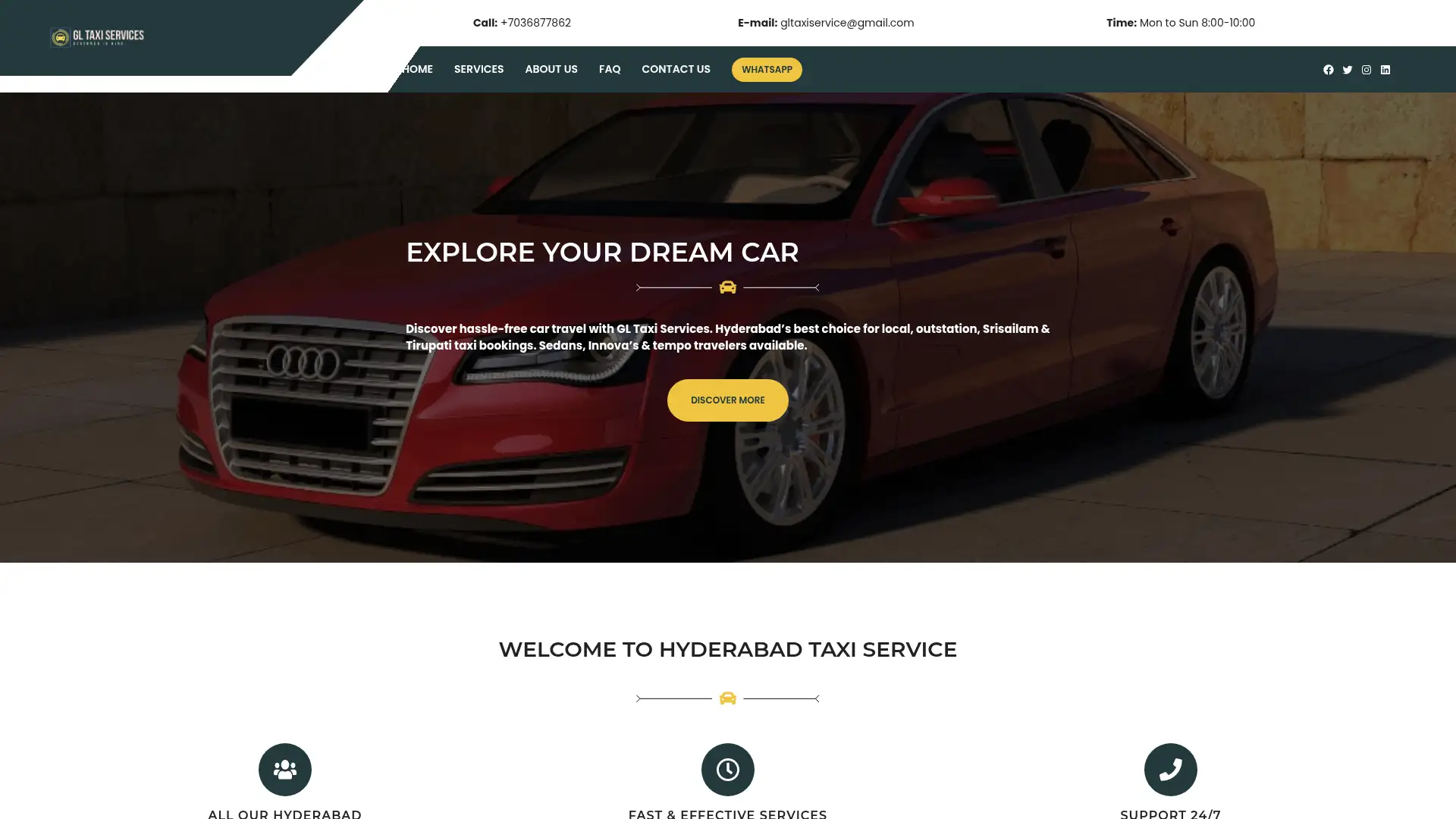 gltaxiservices.in screenshot