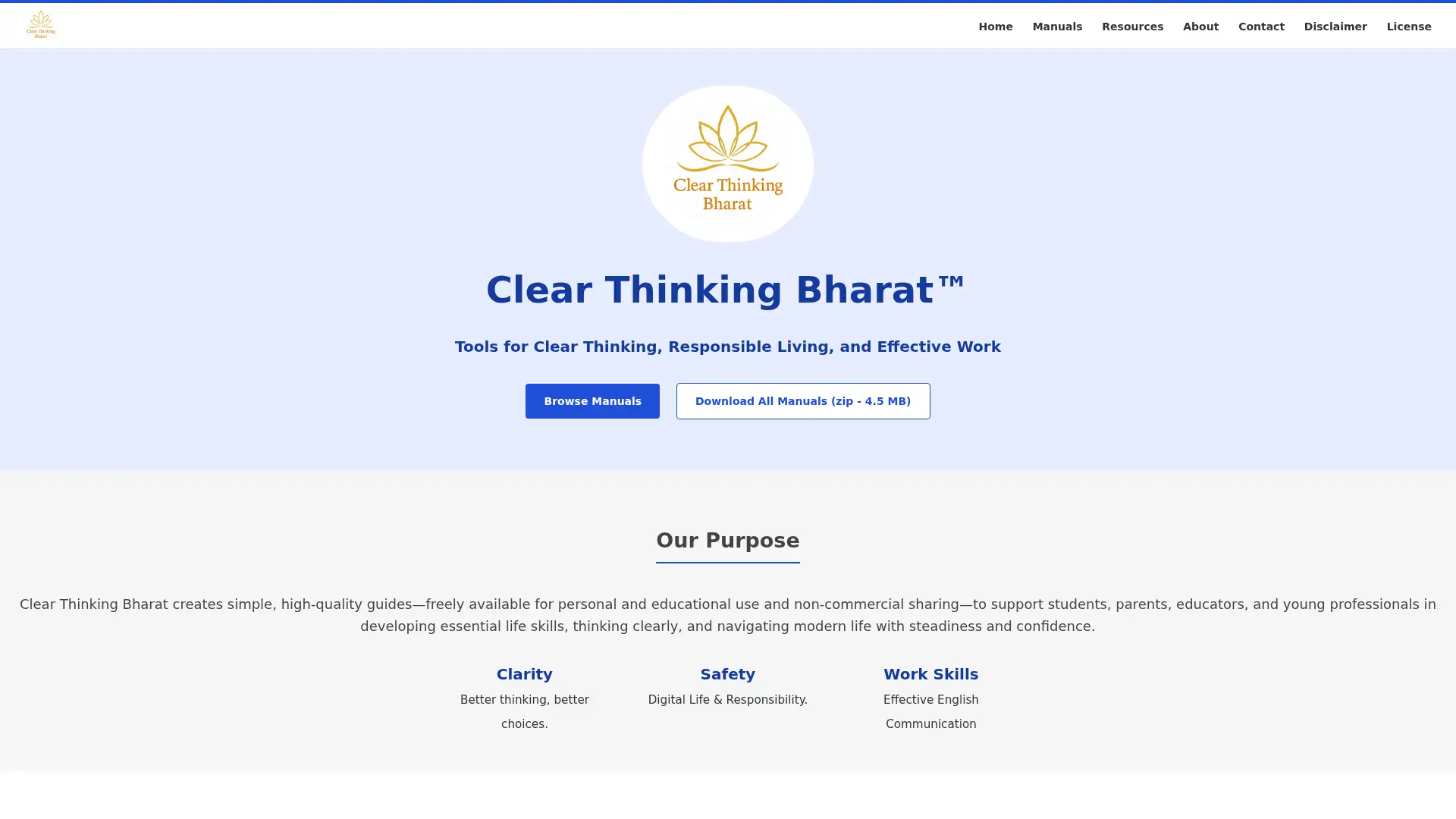 clearthinkingbharat.org screenshot