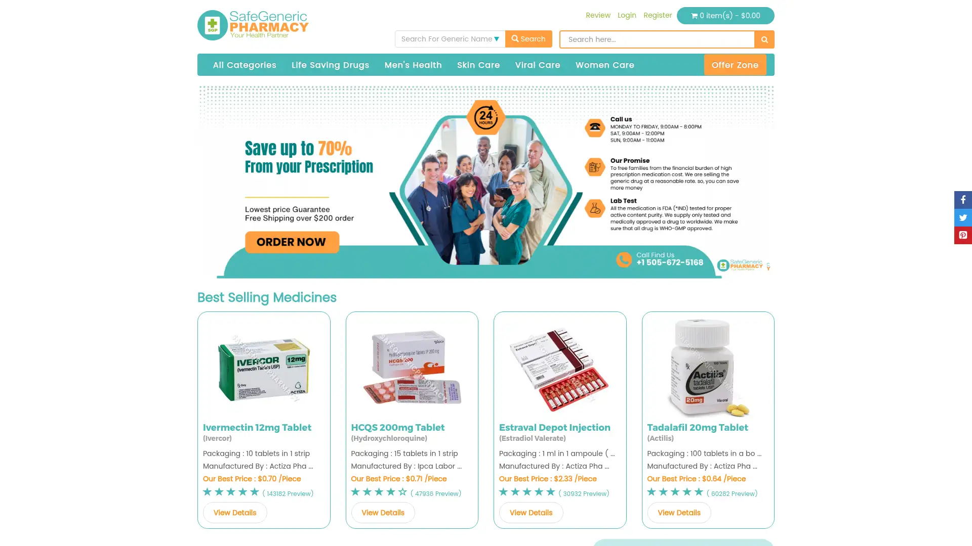 safegenericpharmacy.com screenshot