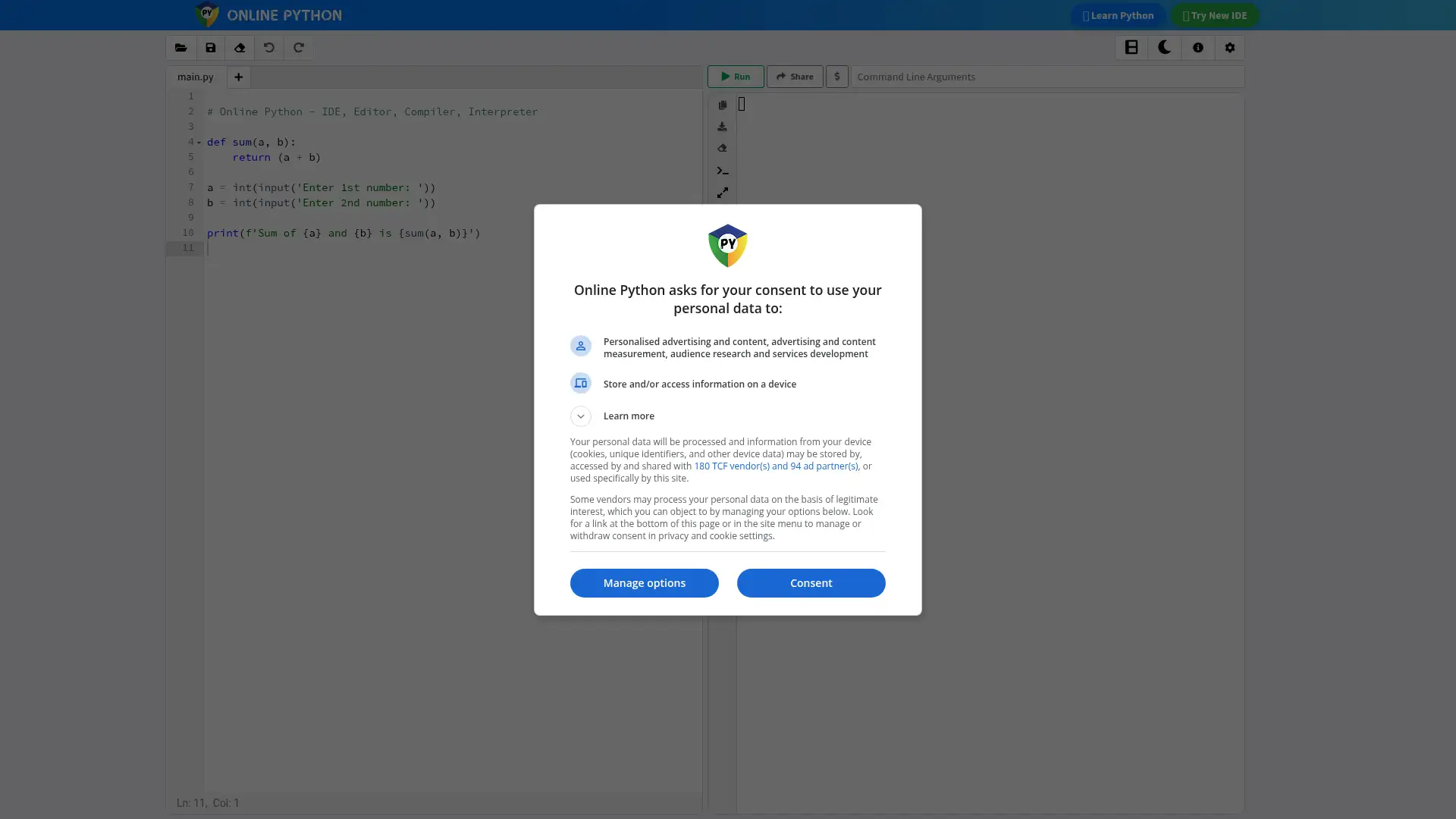 online-python.com screenshot