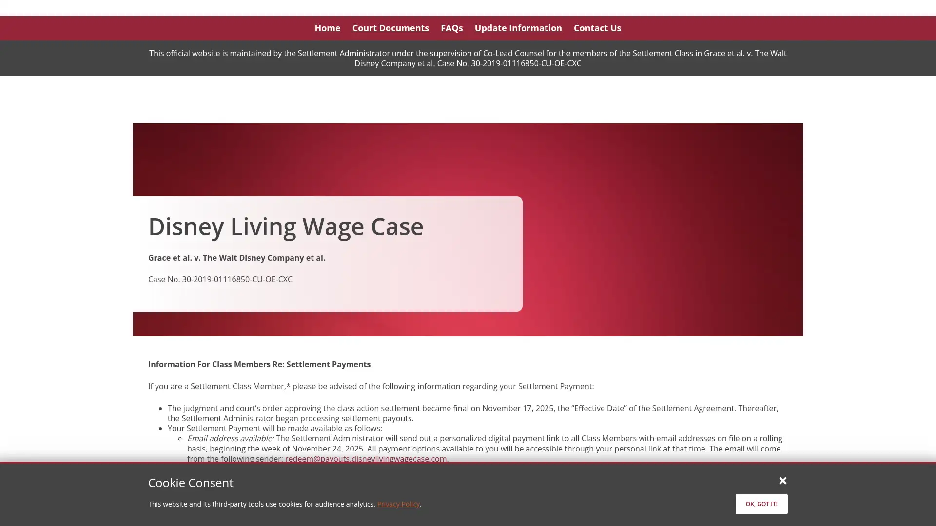 disneylivingwagecase.com screenshot