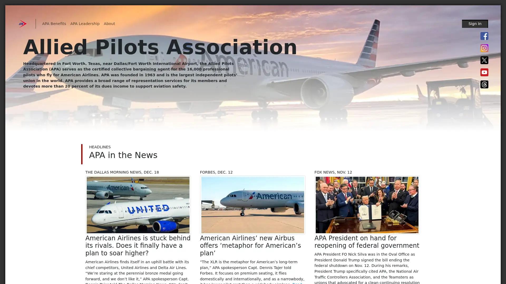 alliedpilots.org screenshot